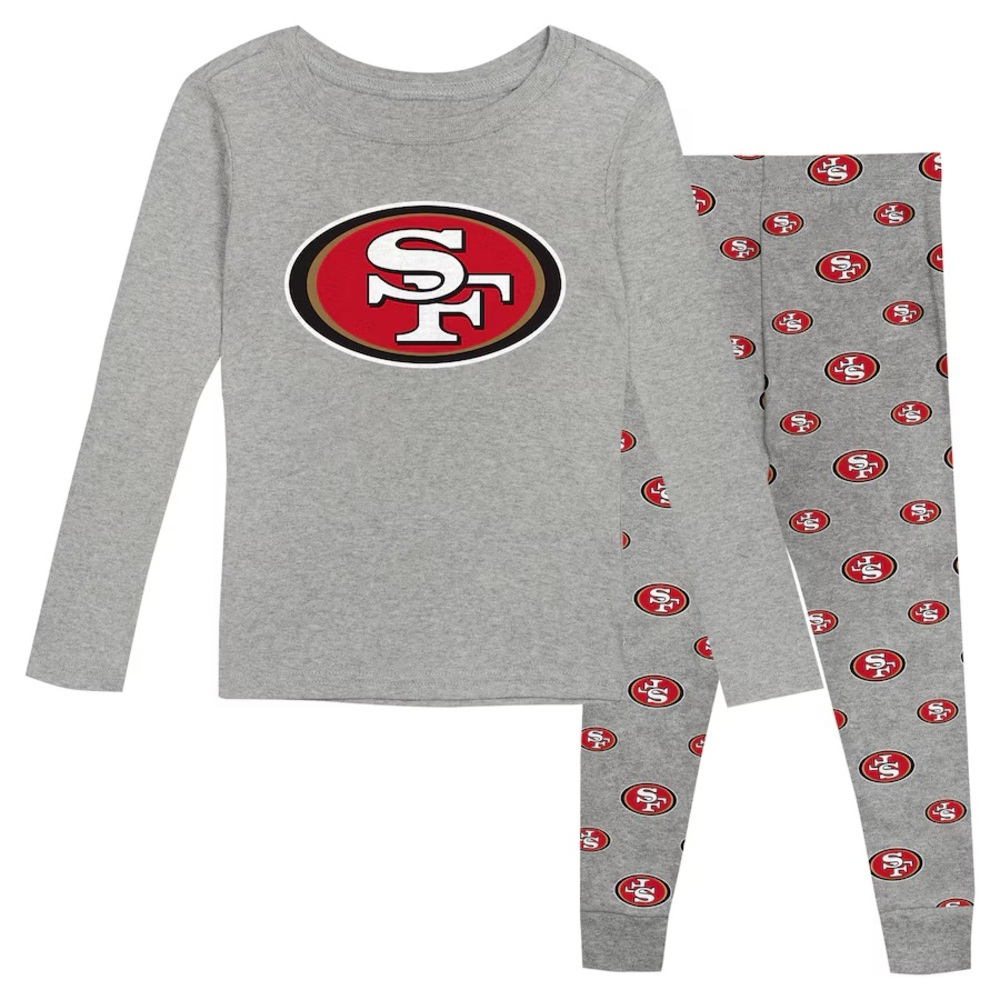 NFL San Francisco 49ers Pajama 2pc Set Long Sleeve Tee Shirt Pants Gray M 5/6
